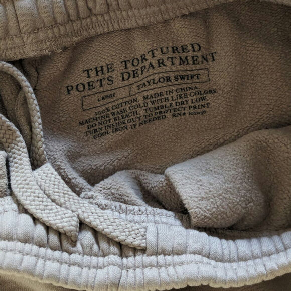 NWT Taylor Swift The Tortured Poets Department Beige Sweatpants size Large - Picture 6 of 7